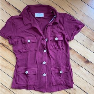 CUTE purple cotton short-sleeved shirt